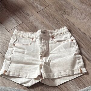 Women's Cream Denim Shorts